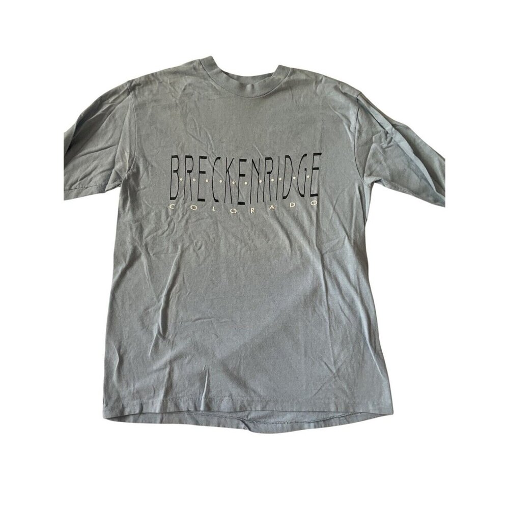 Breckenridge Colorado Graphic Design Light Blue Cotton Medium Hanes Beefy-T Long